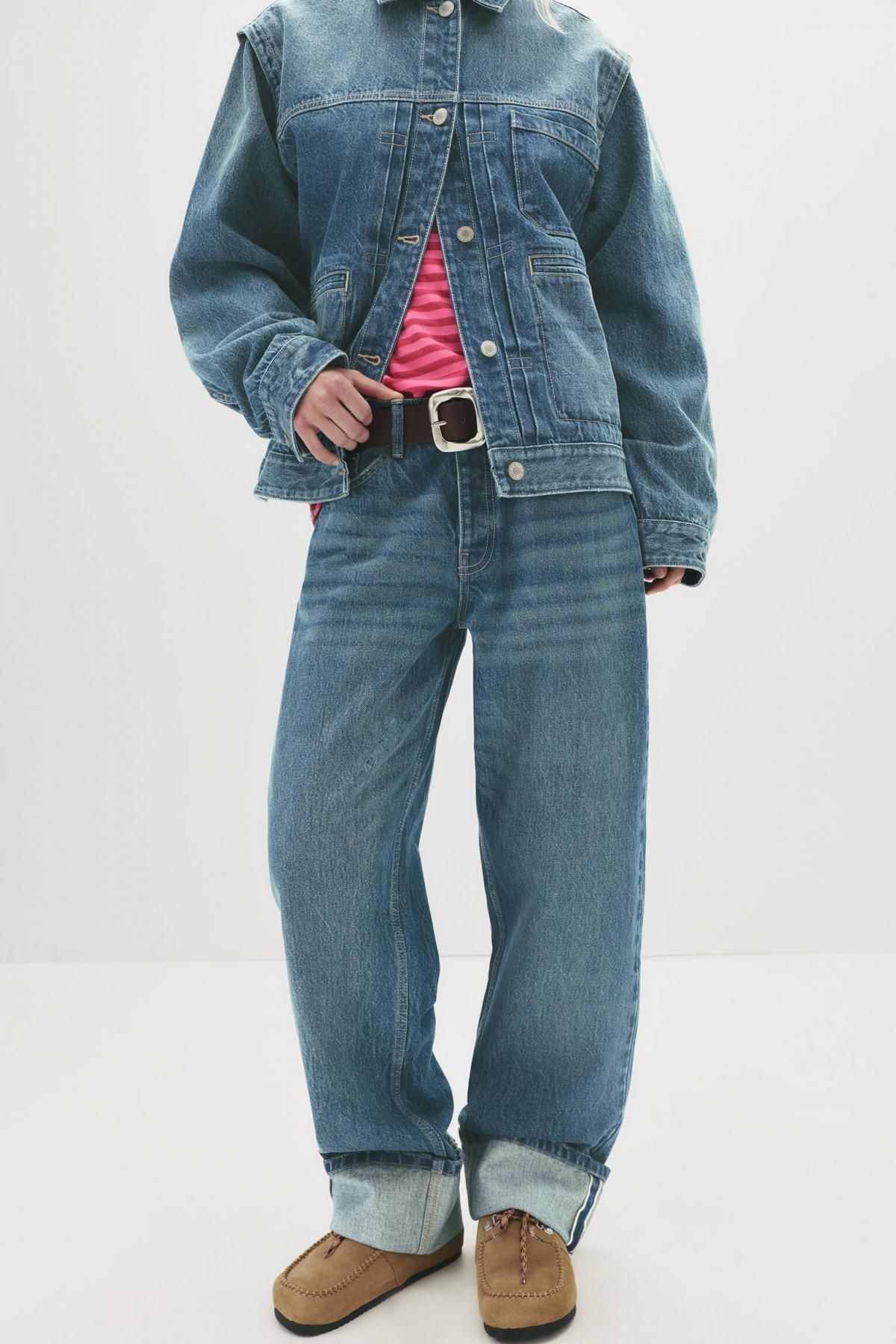 풀앤베어 셀비지 데님 스트레이트핏 청바지 7683/340 MEDIUM BLUE - 메인 이미지