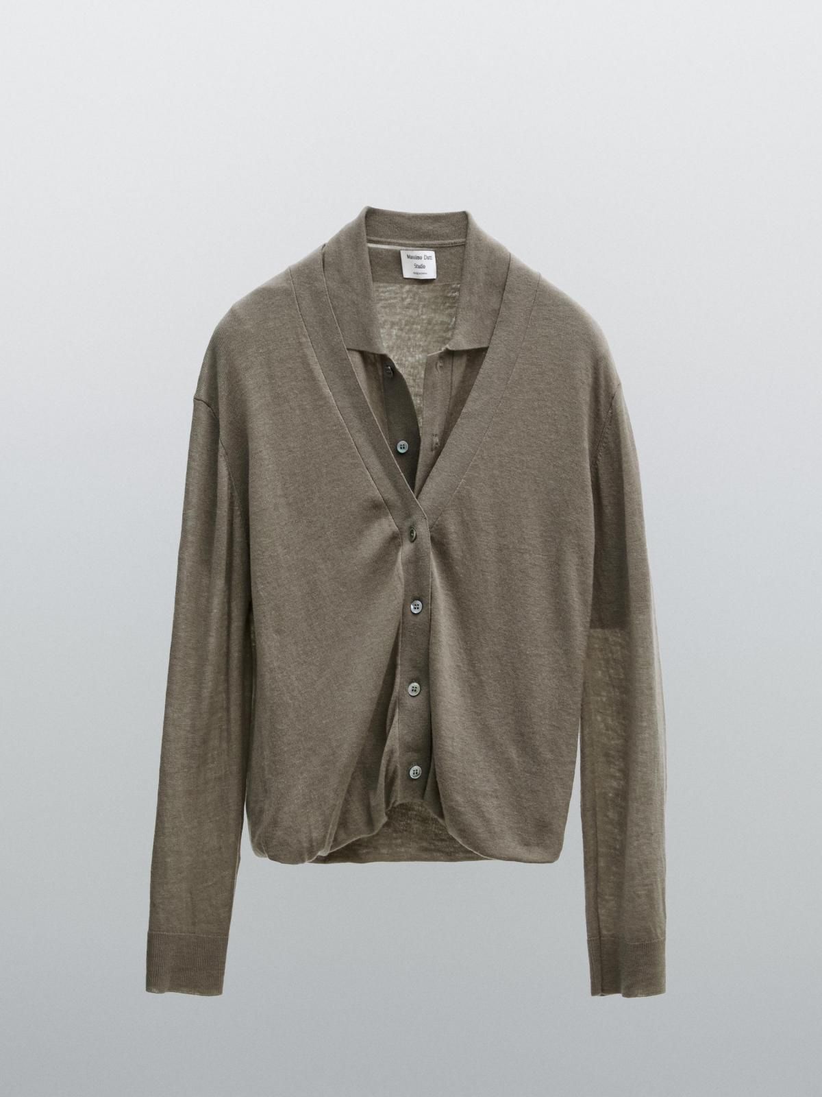 마시모두띠 멀티웨이 100 울 브이넥 니트 가디건 9800/953 GREENISH - 상품 이미지