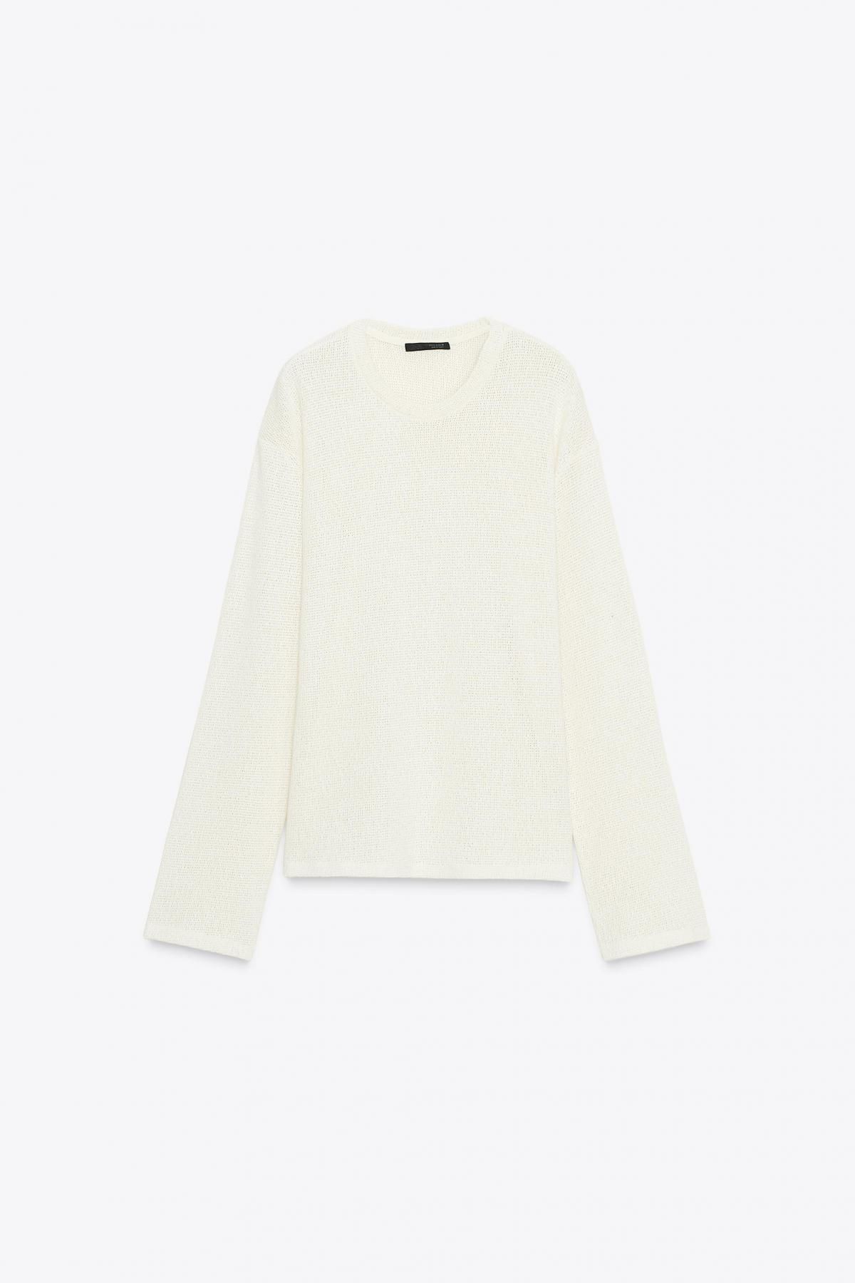 자라 컷아웃 라운드넥 니트 탑 0347/805 OYSTER-WHITE - 상품 이미지