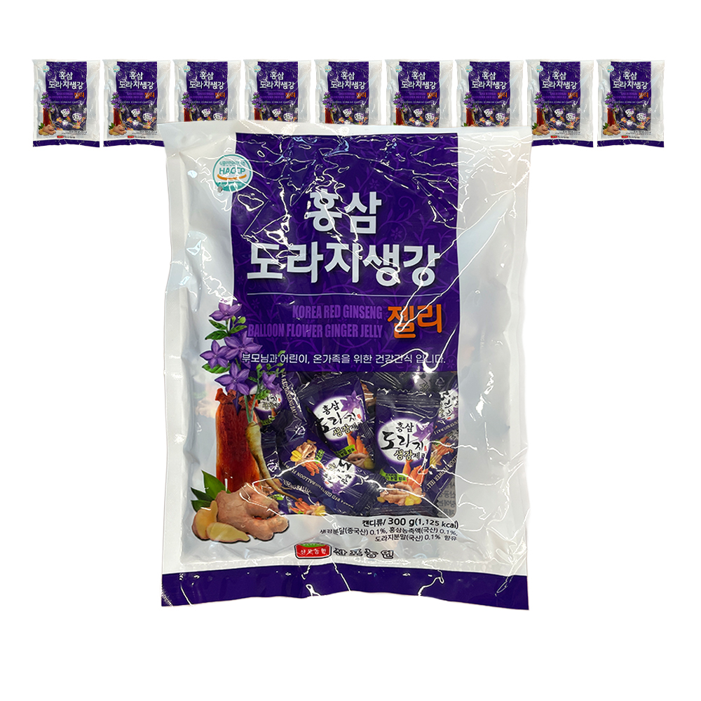 홍삼도라지생강젤리 300g X 10개 부모님 어르신 젤리 사탕 간식 - 상품 이미지