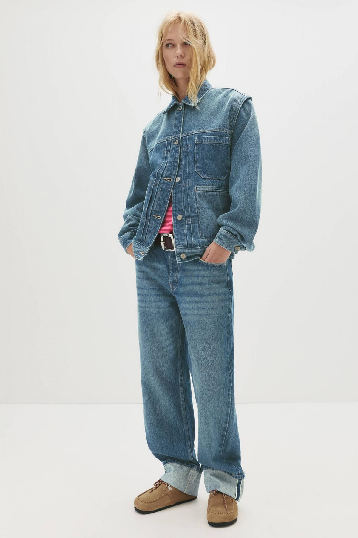 풀앤베어 베이직 데님 트러커 재킷 7700/306 MEDIUM BLUE - 상세 이미지 4