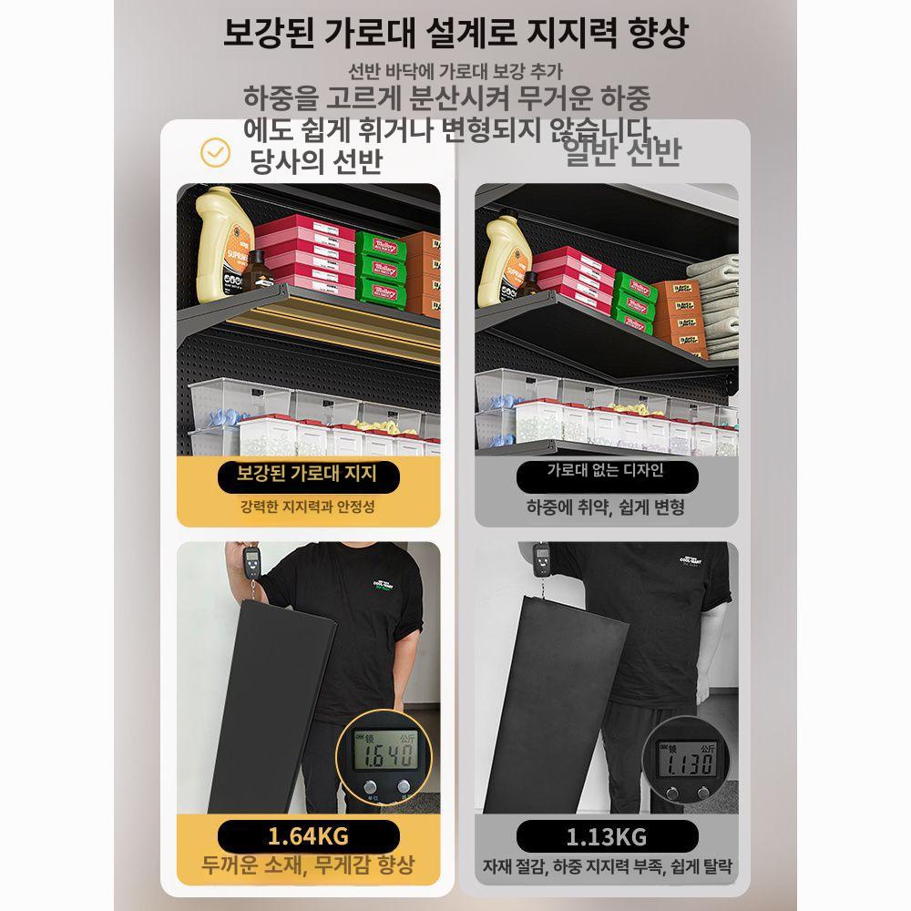 스포츠 장비 메탈 철제선반 랙철제선반 앵글선반 블랙 66cm 3층 선반+4구 - 상세 이미지 4