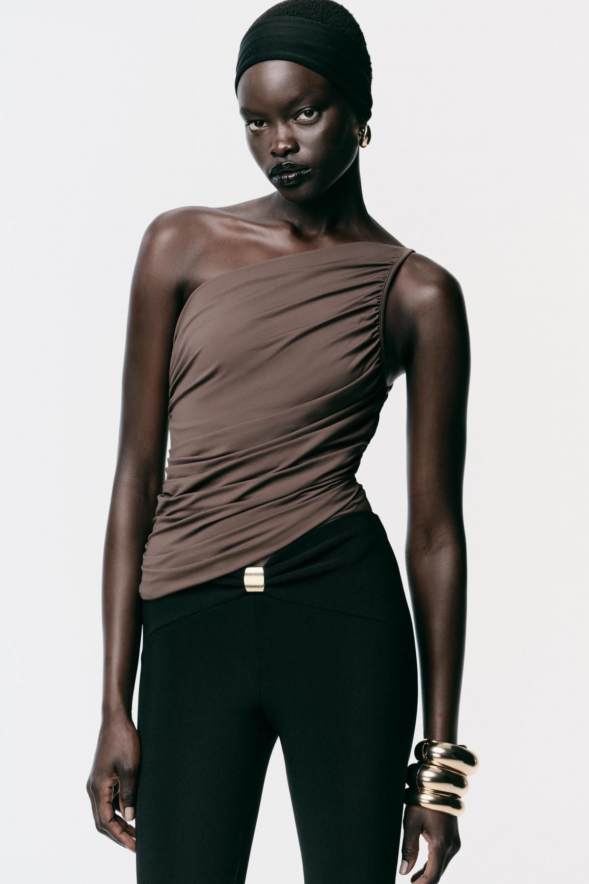 자라 테크니컬 드레이프 비대칭 바디수트 1026/172 TAUPE GREY - 상세 이미지 3