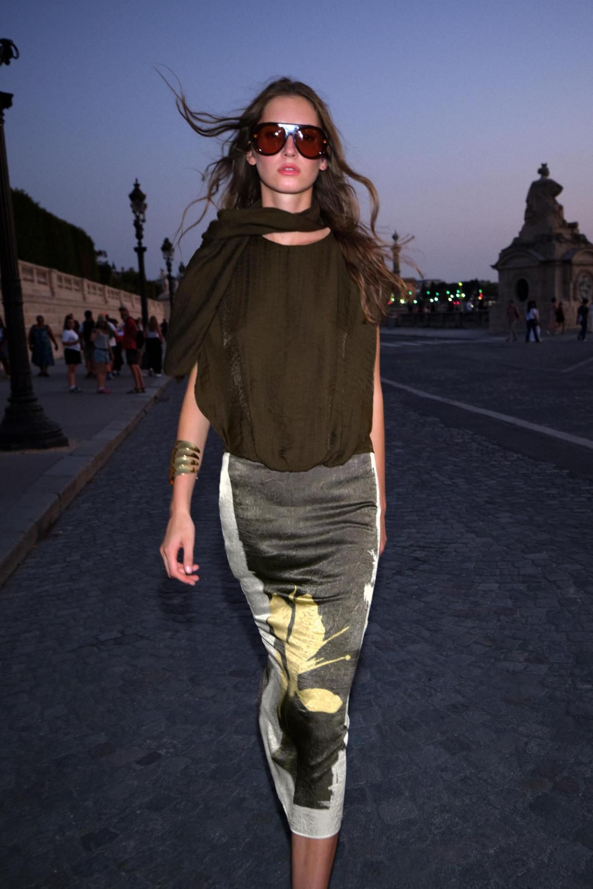 자라 크리즈드 플라워 프린트 미디 스커트 3666/165 GREEN / ECRU - 상세 이미지 2