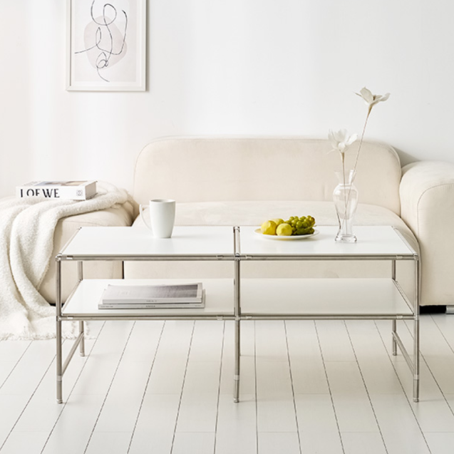 미드센츄리 거실테이블 쇼파탁자 2단 모듈 소파탁자 1000