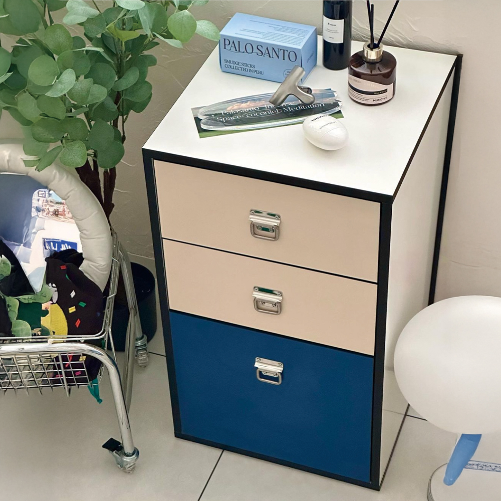 오그레 모노 스퀘어 3단 컬러 서랍장