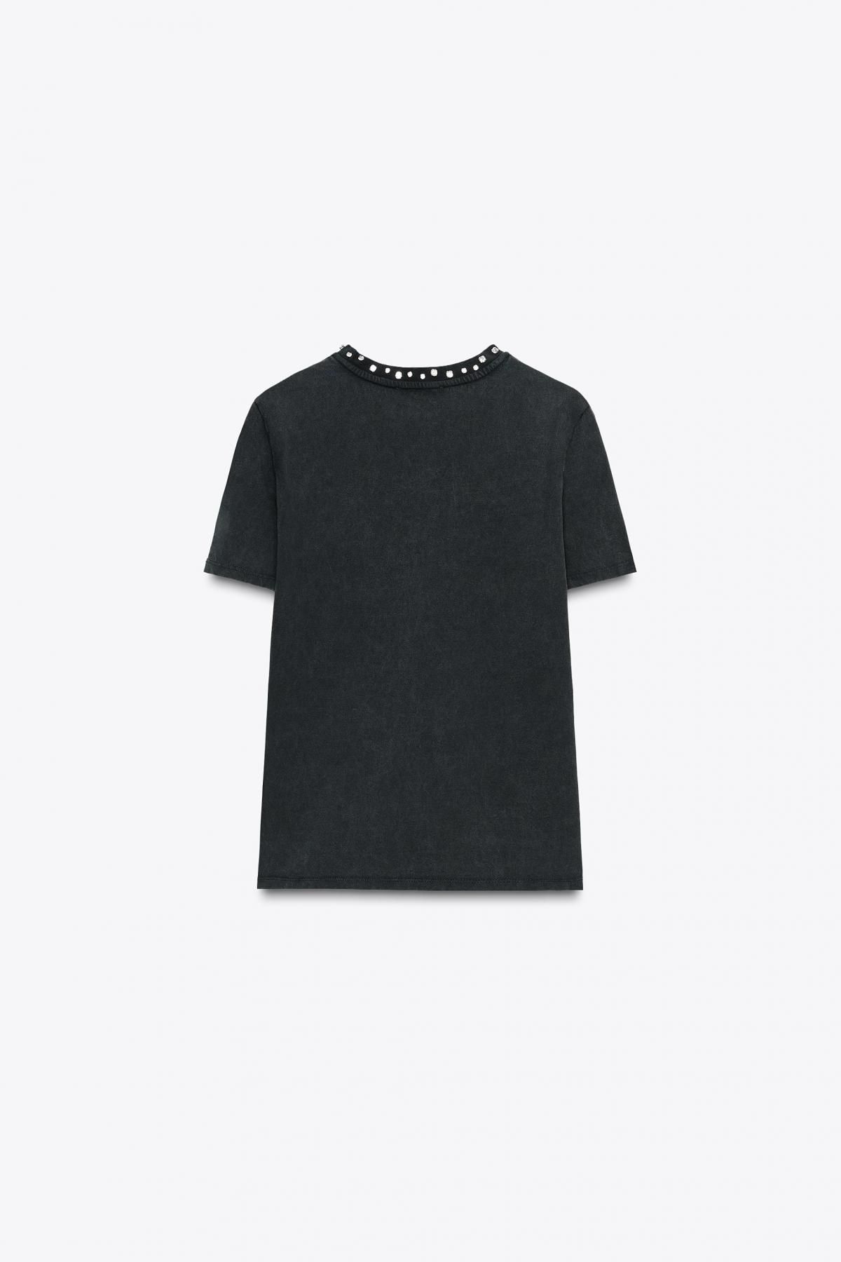 자라 쥬얼 포인트 워시드 반팔 티셔츠 6050/003 GREY - 상세 이미지 5