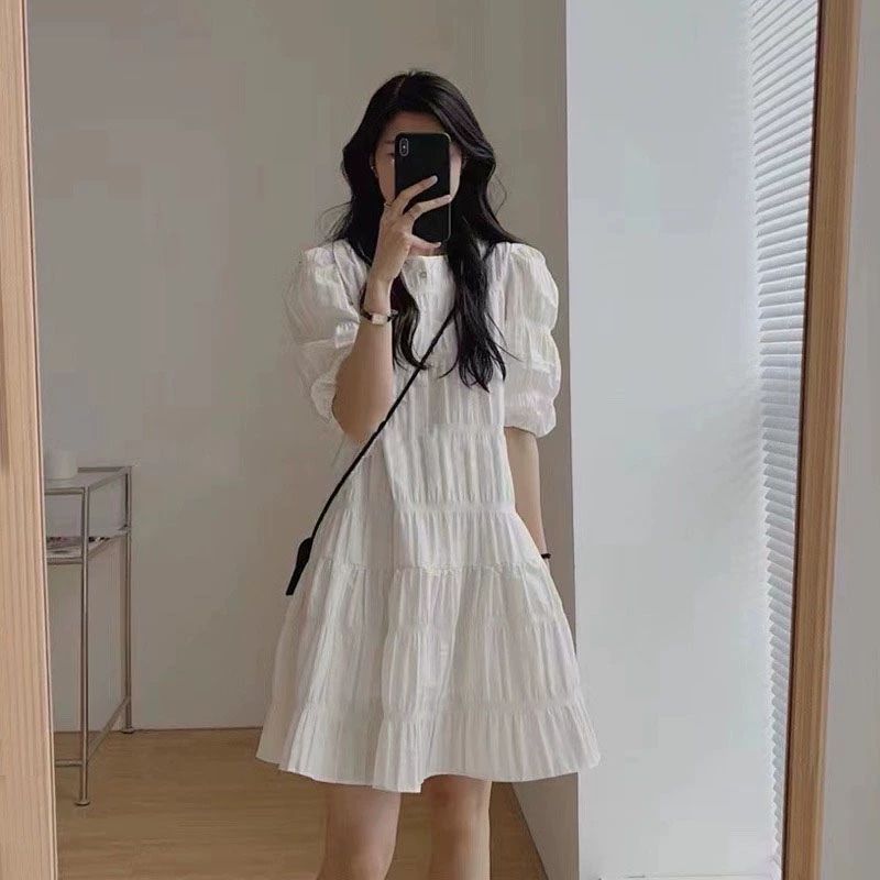 흰색원피스 여성 여름 원피스 하얀색 휴가 세련된 반팔 화이트 S - 상세 이미지 2