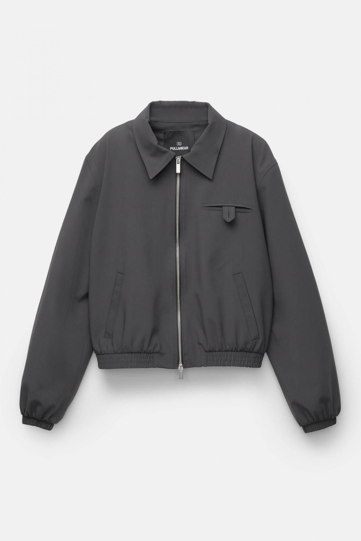풀앤베어 크롭 테크니컬 집업 봄버 재킷 7700/334 ANTHRACITE GREY - 메인 이미지