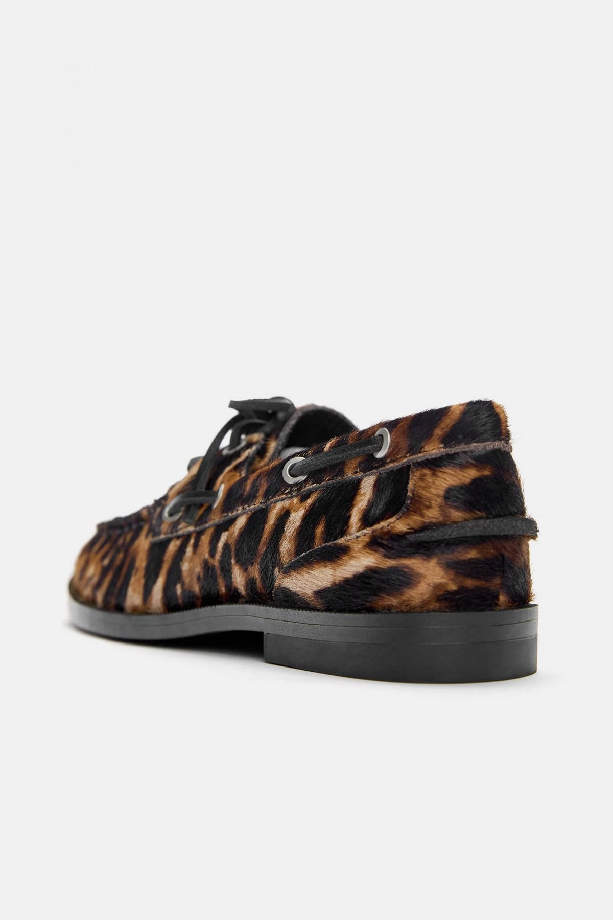 풀앤베어 애니멀 프린트 레더 플랫슈즈 1432/640 LEOPARD - 상세 이미지 4