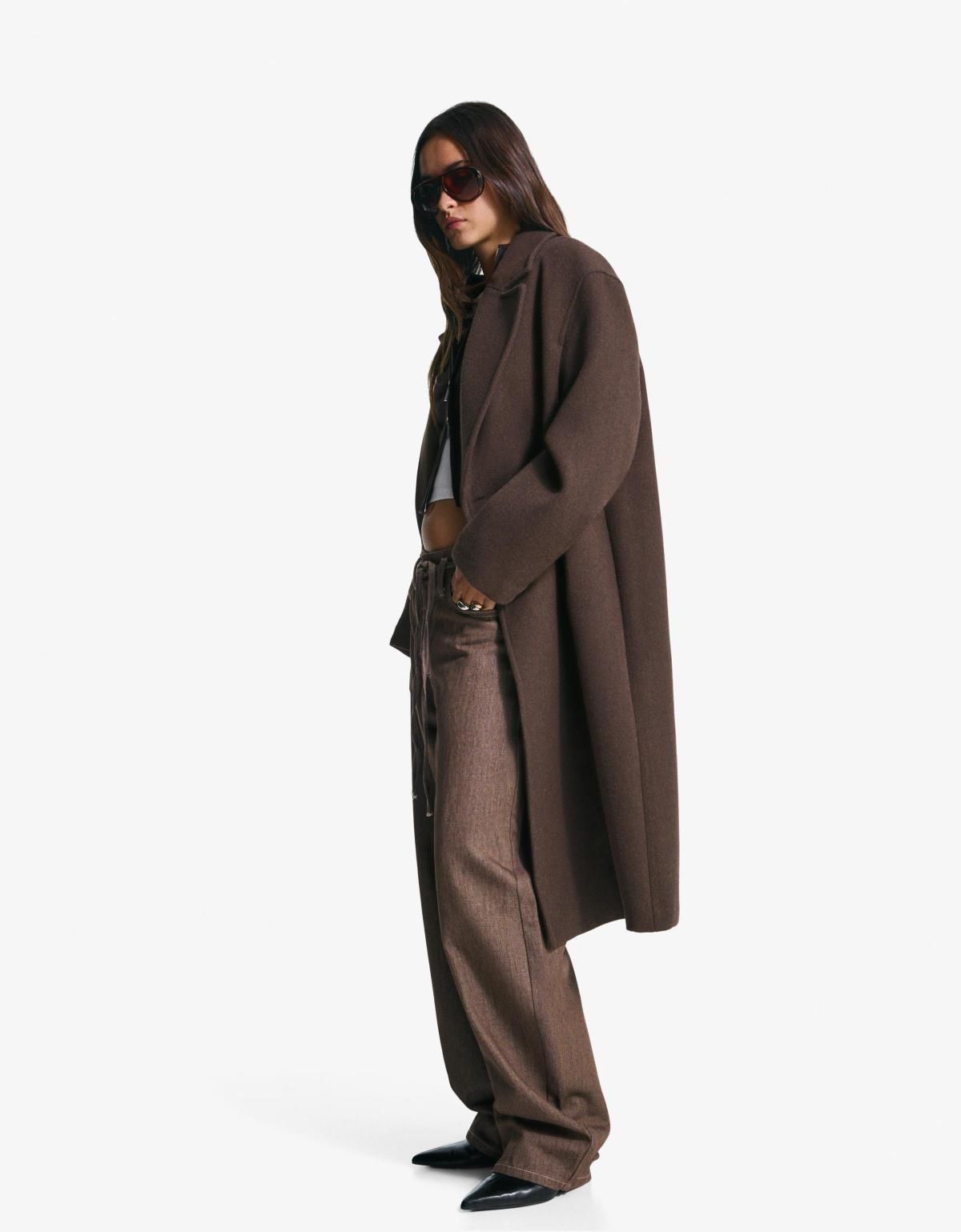 버쉬카 테크니컬 오버핏 드롭숄더 롱 코트 6893/741 BROWN - 상세 이미지 3