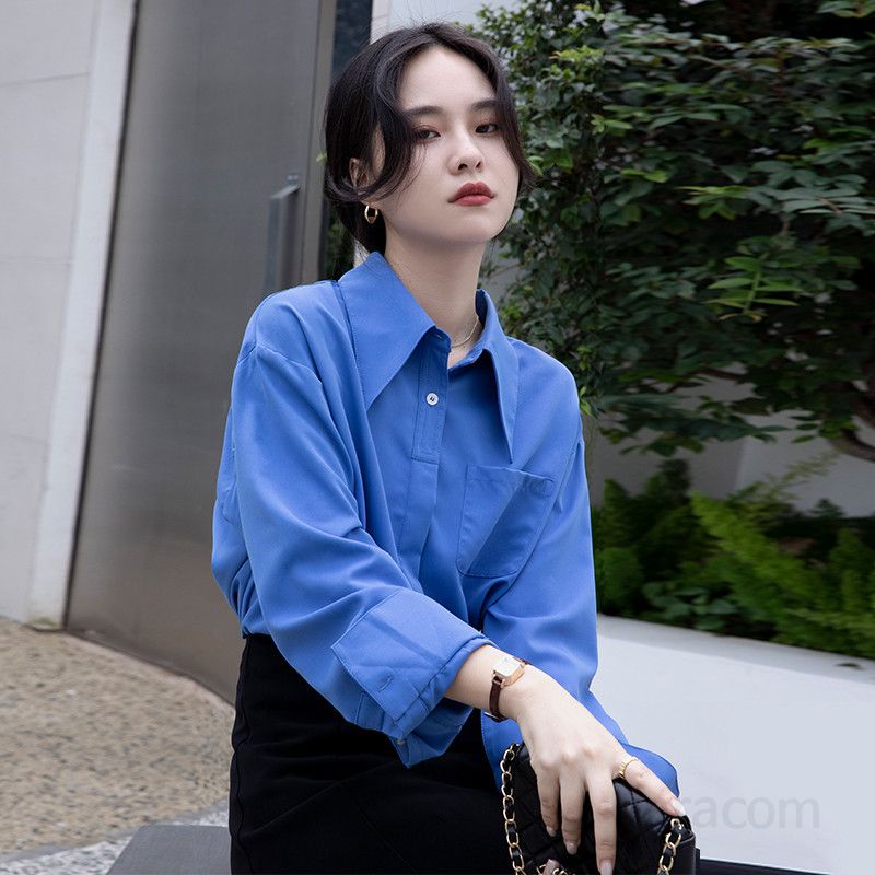 여성 루즈핏 긴팔 셔츠 구김없는 링클프리 레이어드 아우터 스타일링 데일리 캐주얼 셔츠 다양한 활용성 스트라이프 블라우스 여성의류 - 상세 이미지 5