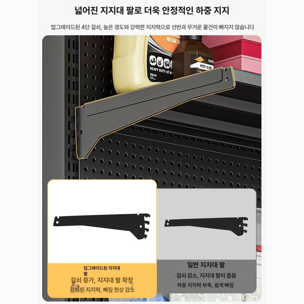 스포츠 장비 메탈 철제선반 랙철제선반 앵글선반 블랙 66cm 3층 선반+4구 - 상세 이미지 3