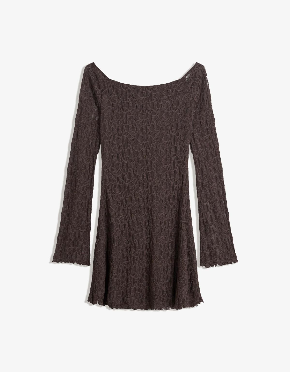 버쉬카 브라운 레이스 보트넥 미니 원피스 5591/218 BROWN - 상세 이미지 2