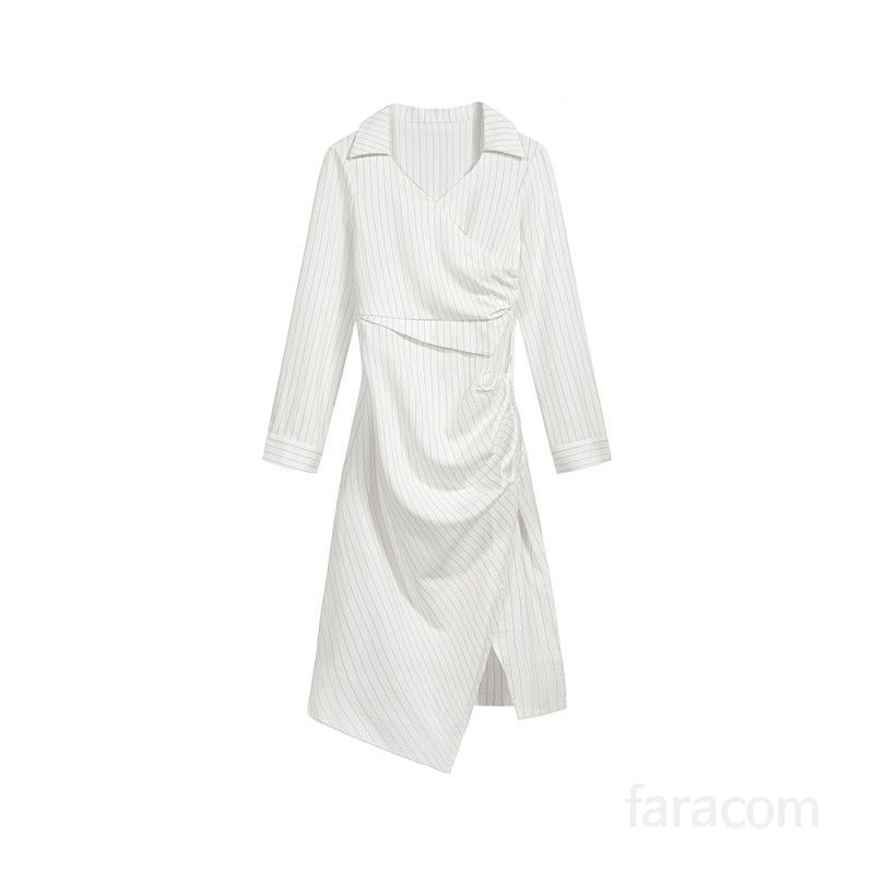 스트라이프 셔츠 원피스 여성용 롱 디자인 데일리룩 봄 가을 착용감 좋은 캐주얼 스타일 직장인 하객룩 활용 가능 - 상세 이미지 5