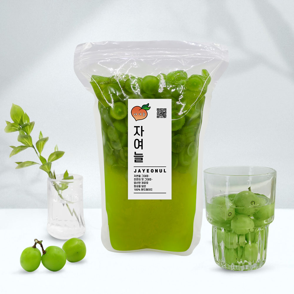 [자여늘]수제청 청포도청(슬라이스) 1kg 자일로스 과일청 에이드 차 라떼 카페용