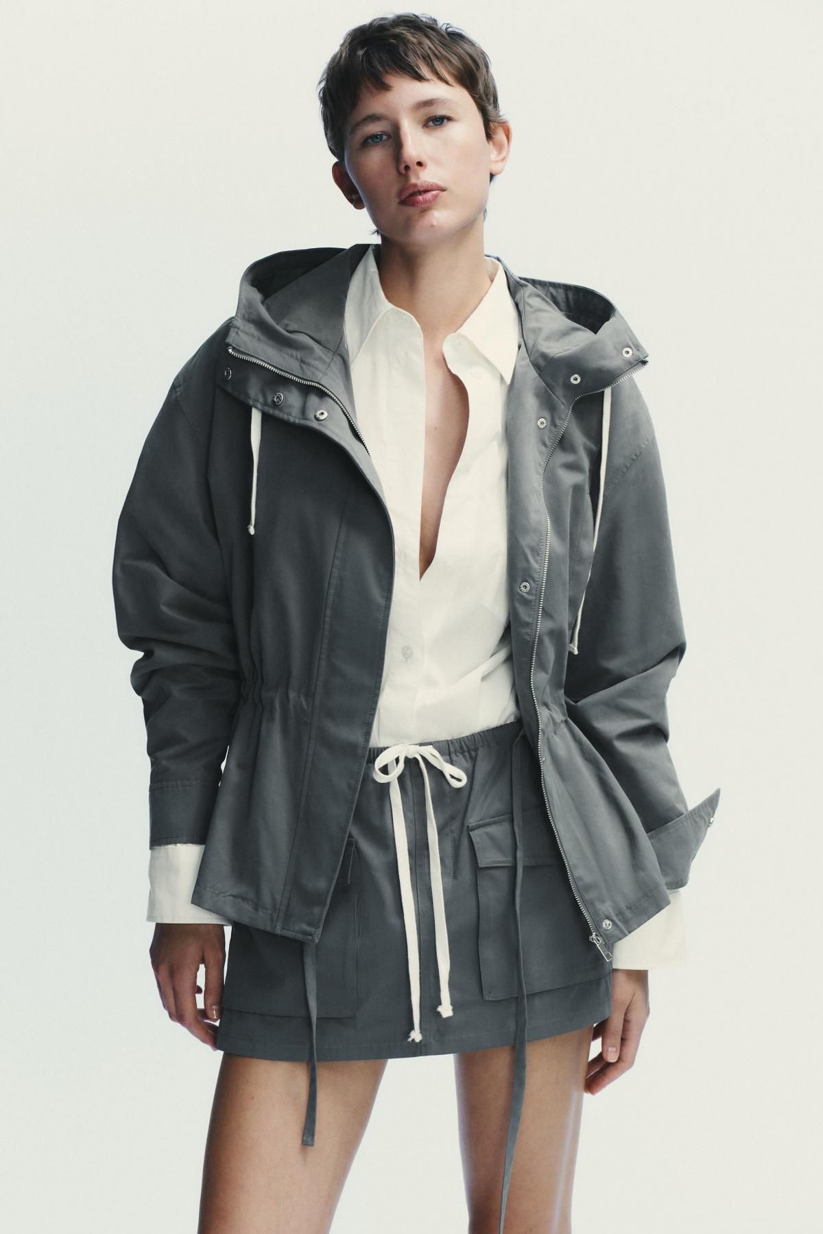 자라 테크니컬 라이트그레이 후드 재킷 4341/724 MID-GREY - 상세 이미지 3