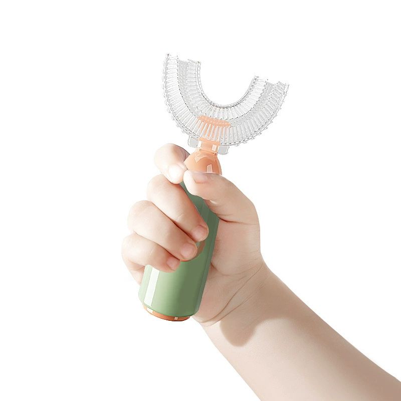 전동칫솔 U형 초음파 구강 성인용 양치 충전식 베이직 U형 칫솔 로켓 그린+컵+어린이 무스