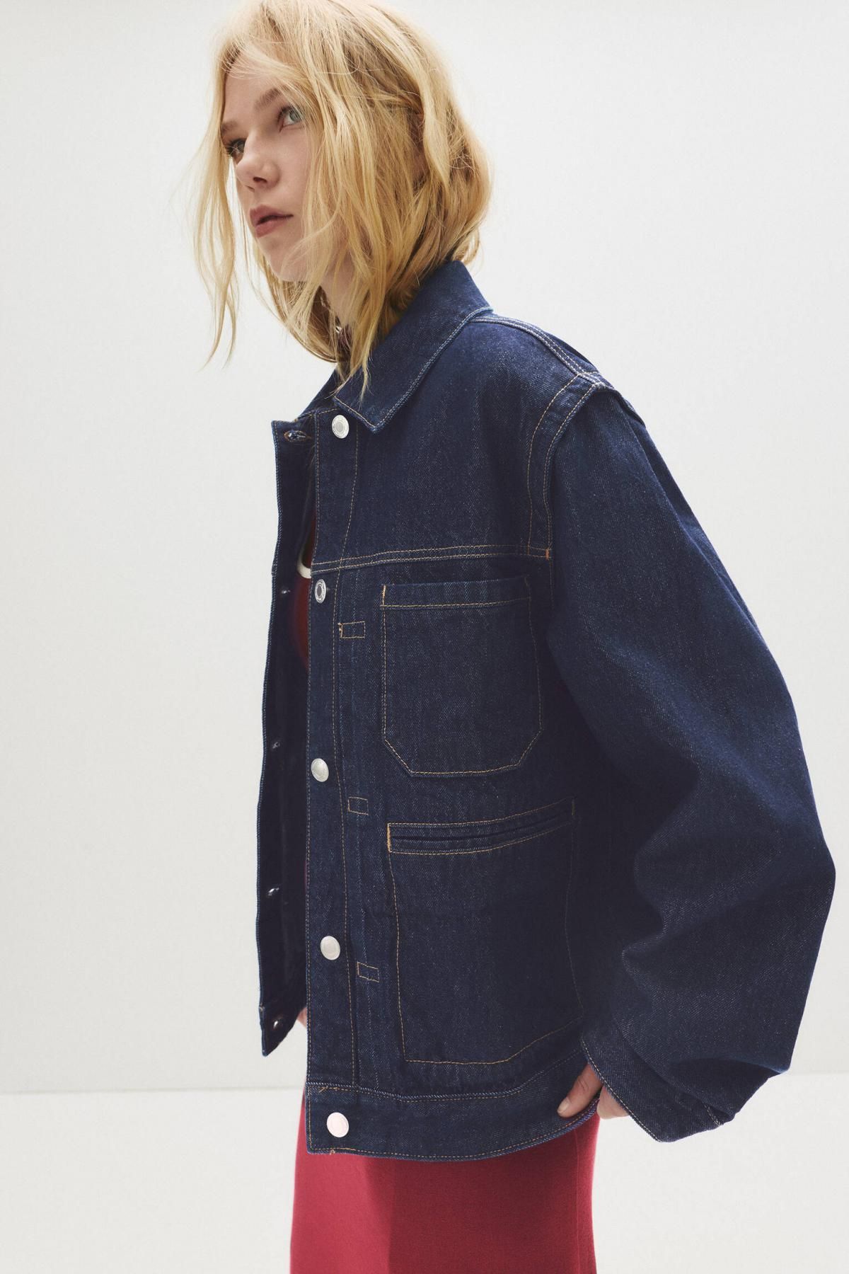 풀앤베어 오버핏 데님 트러커 재킷 7700/306 NAVY - 상세 이미지 5