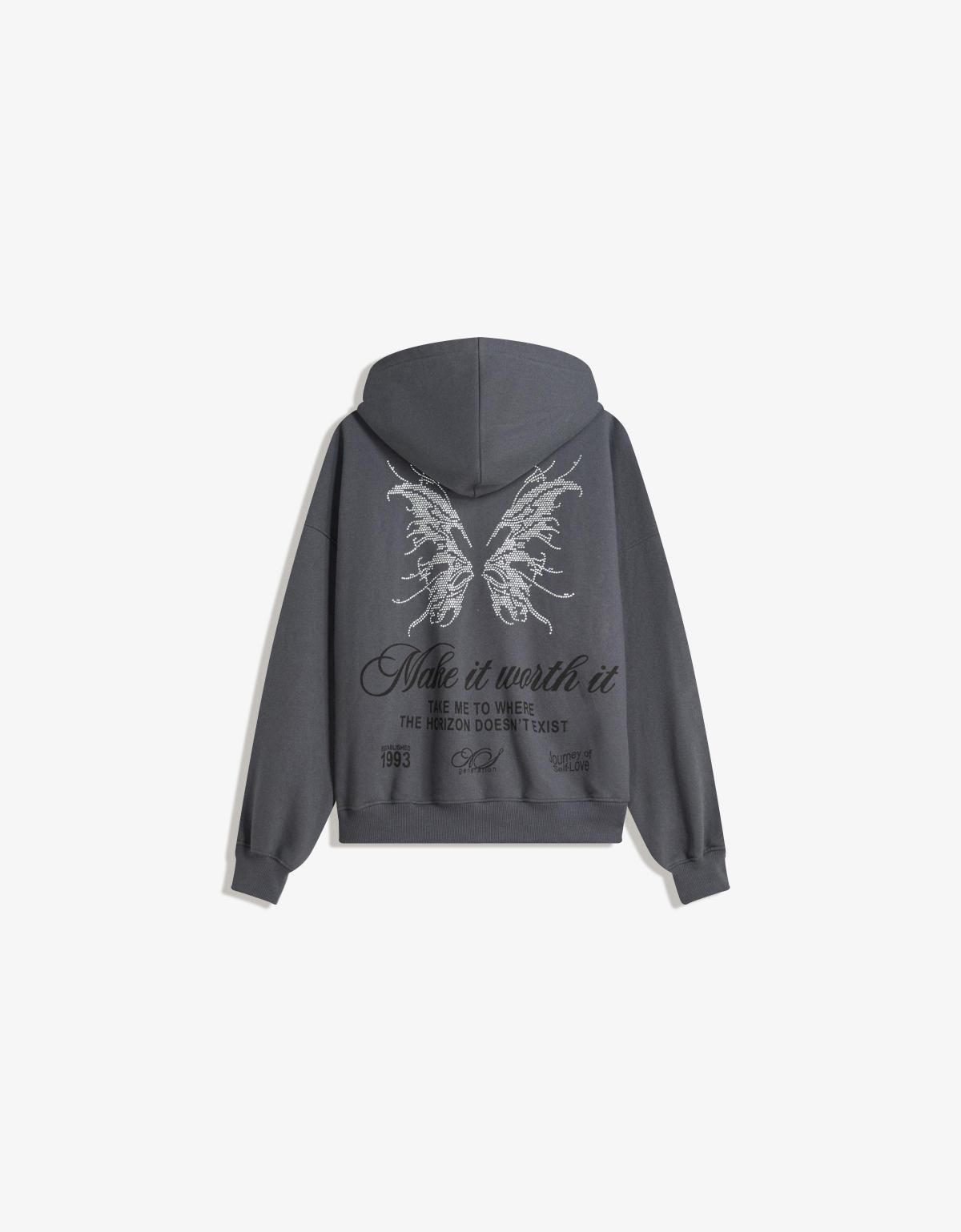 버쉬카 스터드 디테일 그레이 집업 후드티 7174/777 DARK GREY - 상세 이미지 2