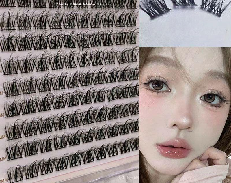 노글루 셀프 속눈썹 대용량 만화 여성 속눈썹펌 100묶음 면접착 5D A - 상품 이미지