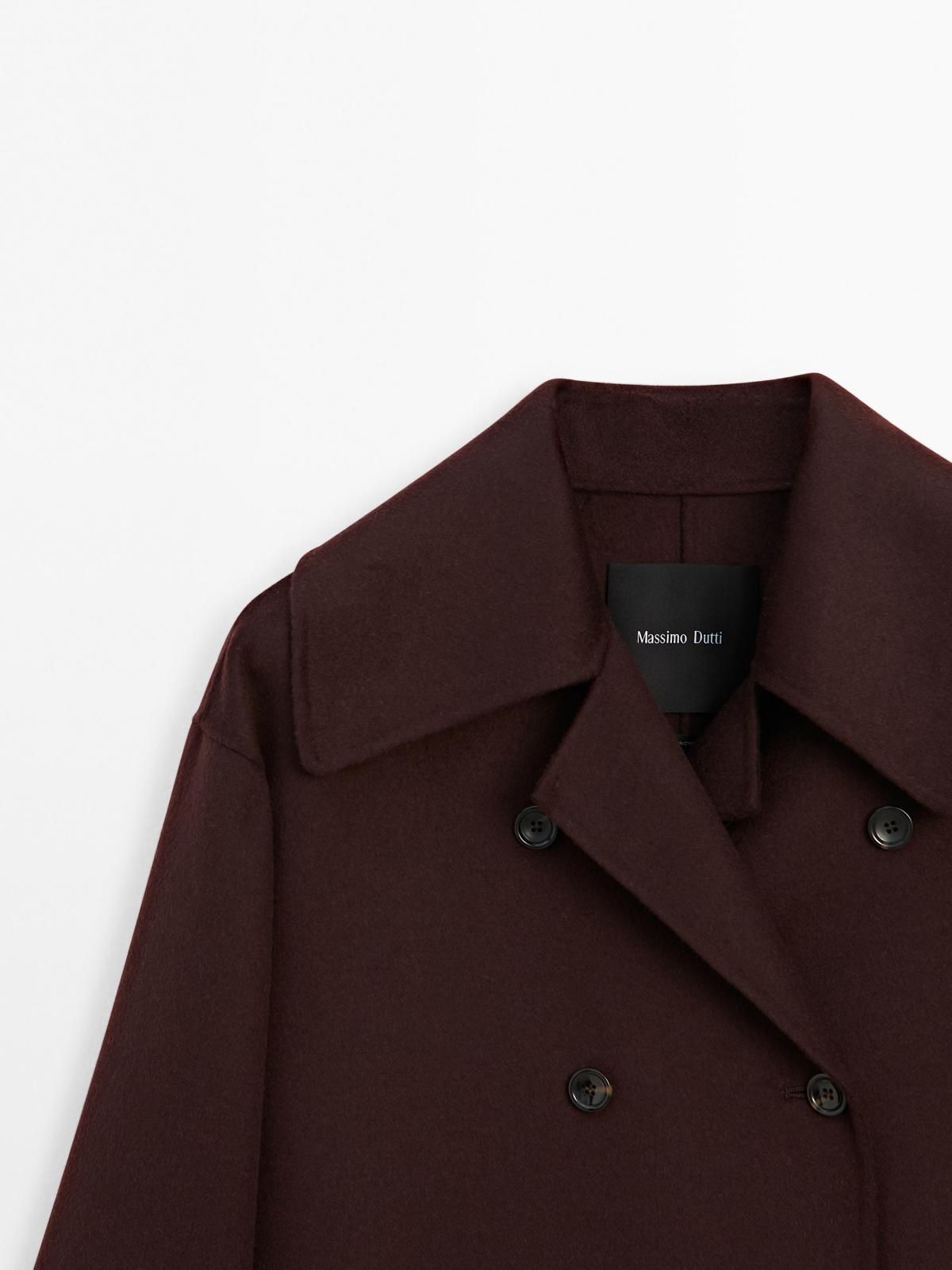 마시모두띠 클래식 울블렌드 더블브레스트 숏 코트 6400/951 DARK MAROON - 상세 이미지 3