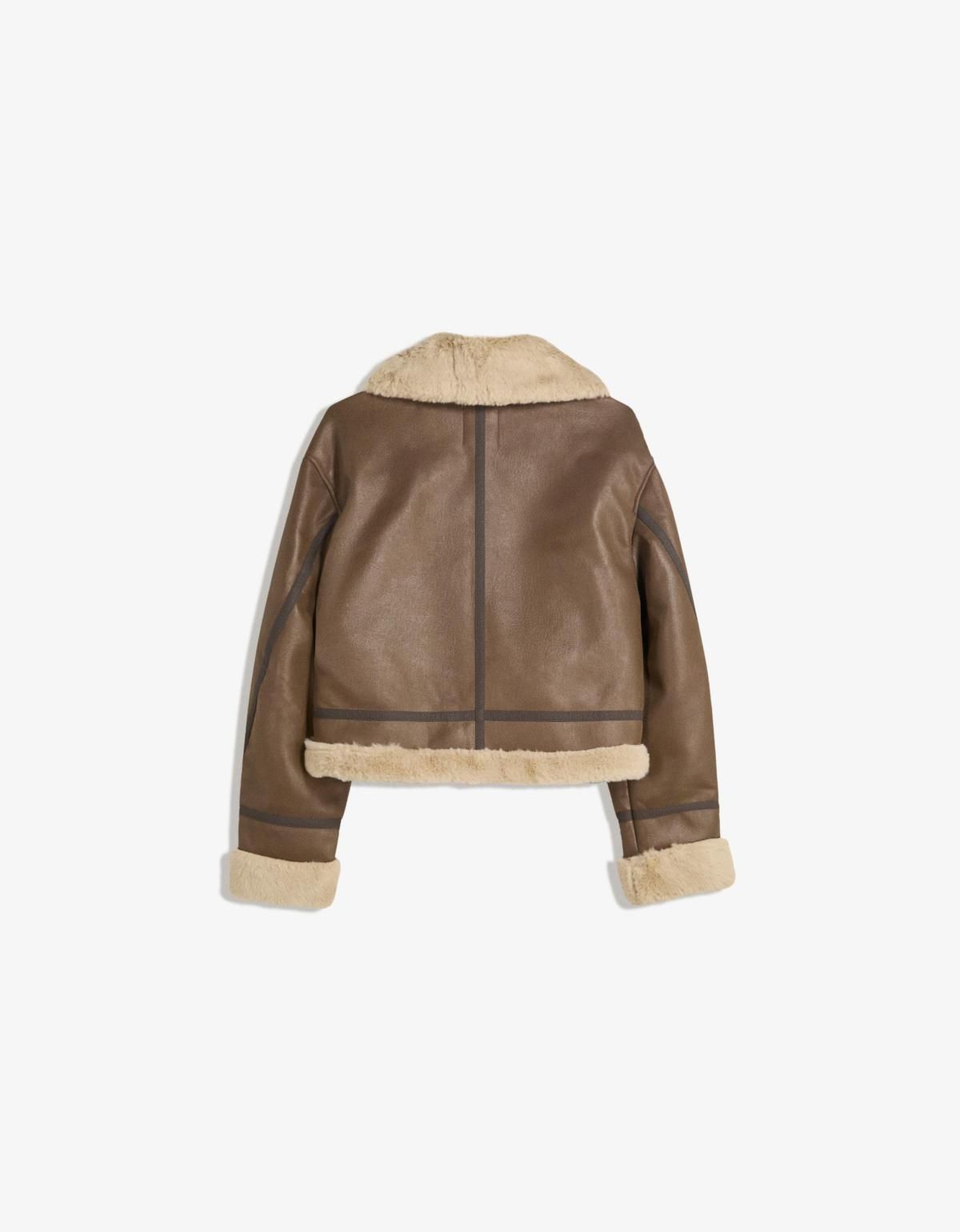 버쉬카 무스탕 더블페이스 크롭 재킷 6603/730 BROWN - 상세 이미지 5