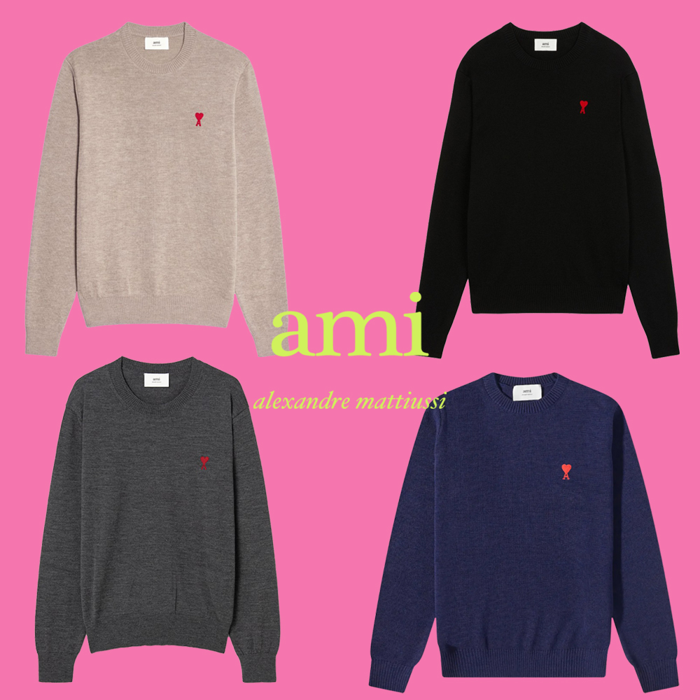 아미 니트 스웨터 스몰하트 빅하트 로고 울 남녀공용 여성