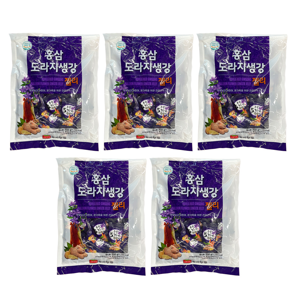 홍삼도라지생강젤리 300g X 5개 부모님 어르신 젤리 사탕 간식 - 상품 이미지