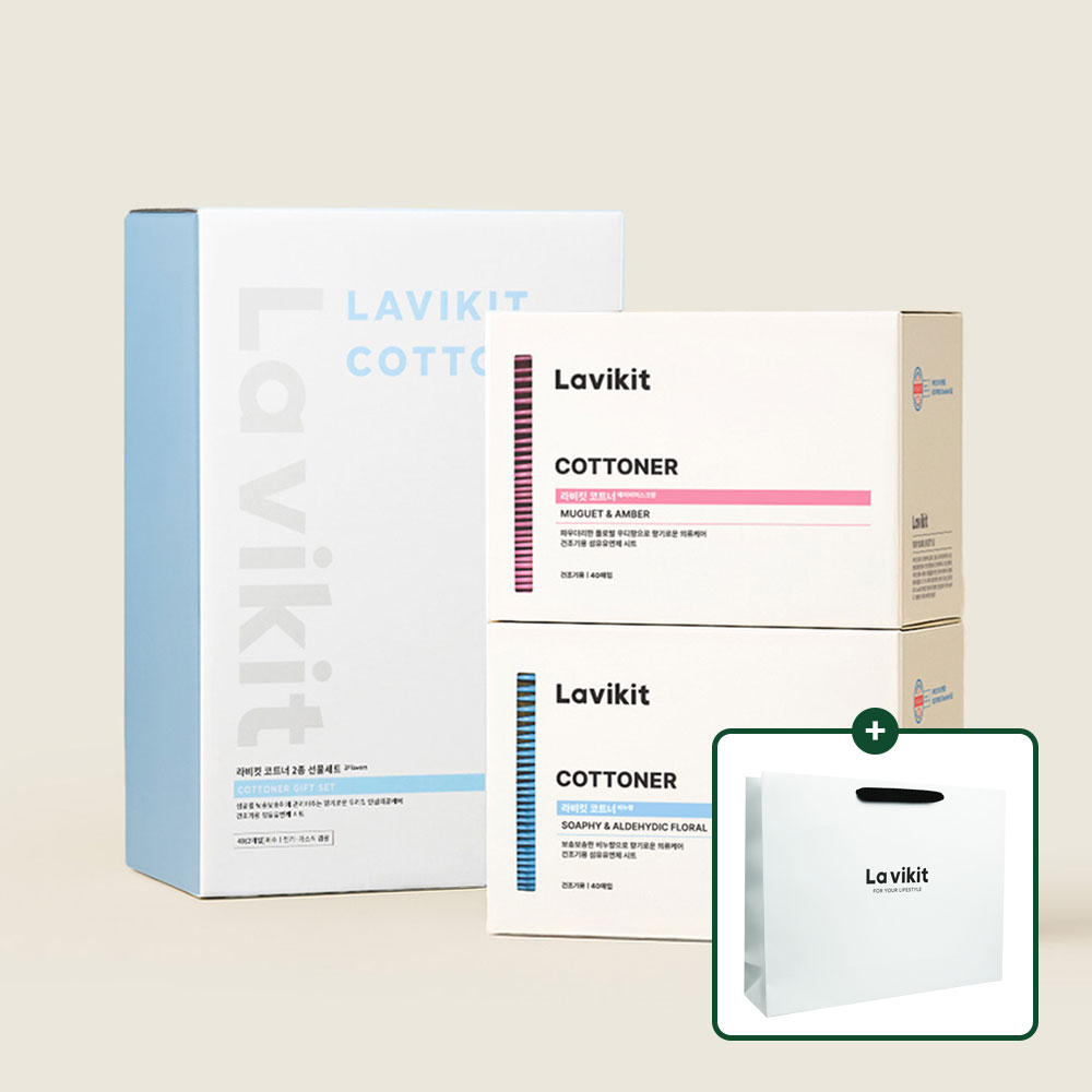 [N단독] 선물세트 라비킷 코트너 건조기 섬유유연제 향기시트 80매 비누향 1박스 & 쇼핑백 제품 이미지