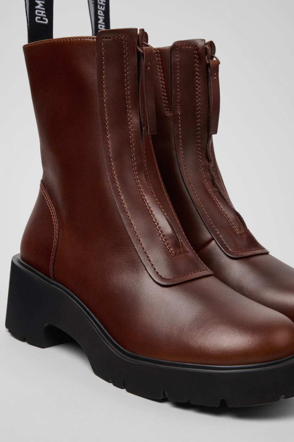 캠퍼 청키 브라운 레더 미들부츠 Milah K400776-007 BROWN - 상세 이미지 2