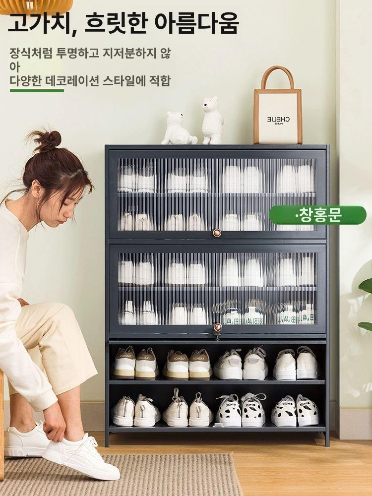 신발장 대형 수납장 업소용 선반 캐비닛 보관 그레이-5단-70cm 깊이 조립 - 상세 이미지 4
