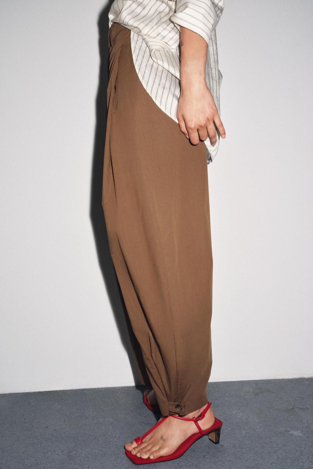 자라 테크니컬 코튼블렌드 다트 벨트루프 팬츠 8089/325 BROWN - 상세 이미지 5