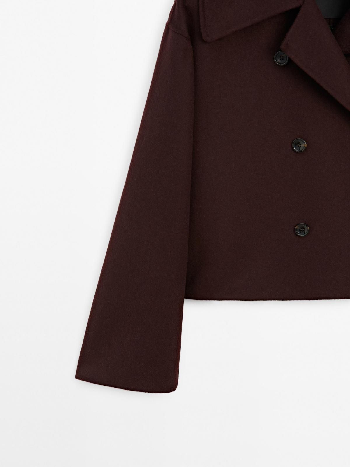 마시모두띠 클래식 울블렌드 더블브레스트 숏 코트 6400/951 DARK MAROON - 상세 이미지 5
