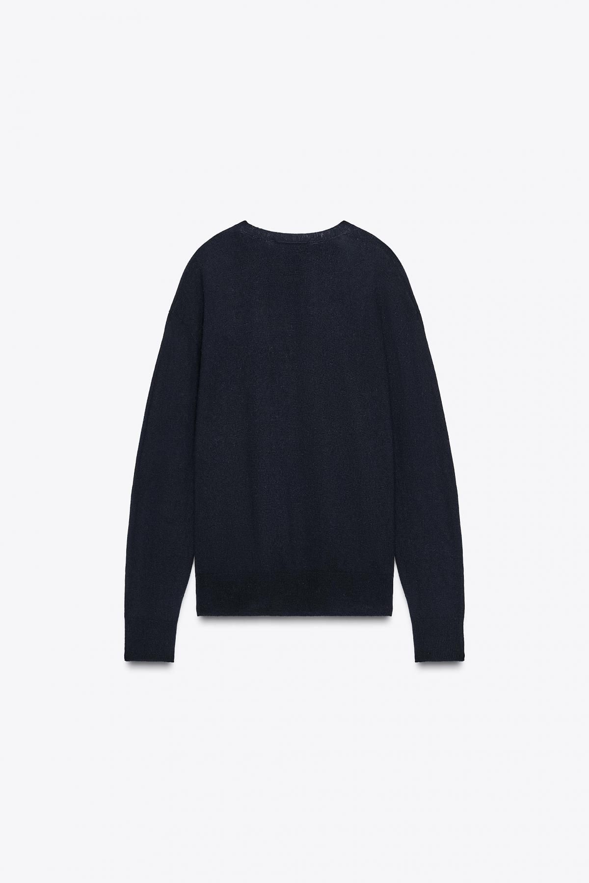 자라 프리미엄 100 울 브이넥 니트 스웨터 9598/106 NAVY BLUE - 상세 이미지 3