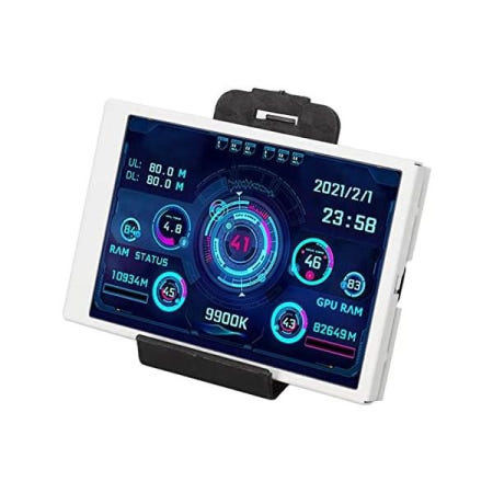 [해외]3.5인치 컴퓨터 온도 모니터, IPS 풀 뷰 디스플레이, AIDA64 PC CPU RAM용 USB 미니 화면, 플러그 앤 플레이 (흰색) White