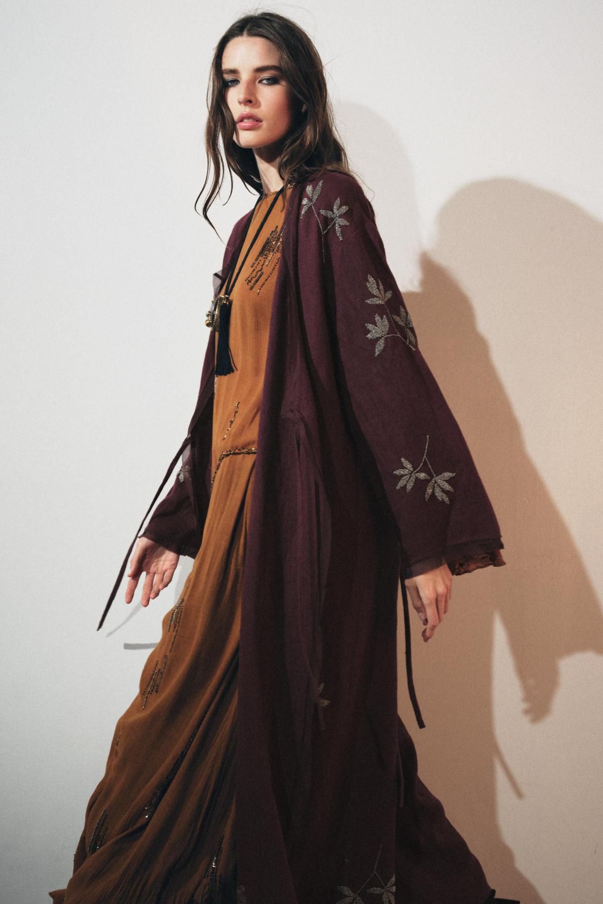 자라 비즈 장식 롱 니트 원피스 7521/271 OCHRE - 상세 이미지 3