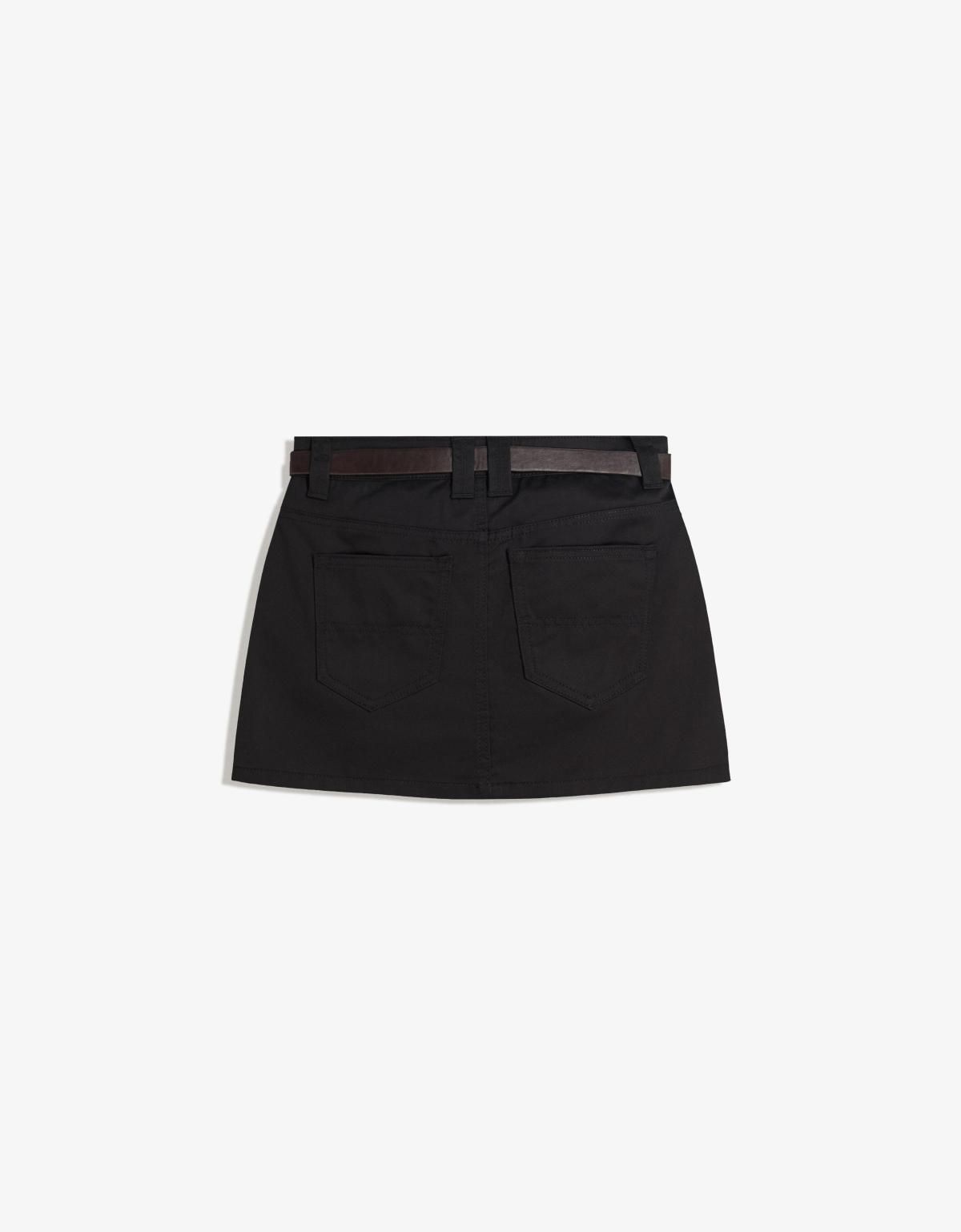 버쉬카 벨티드 미니멀 블랙 미니 스커트 0965/388 BLACK - 상세 이미지 5