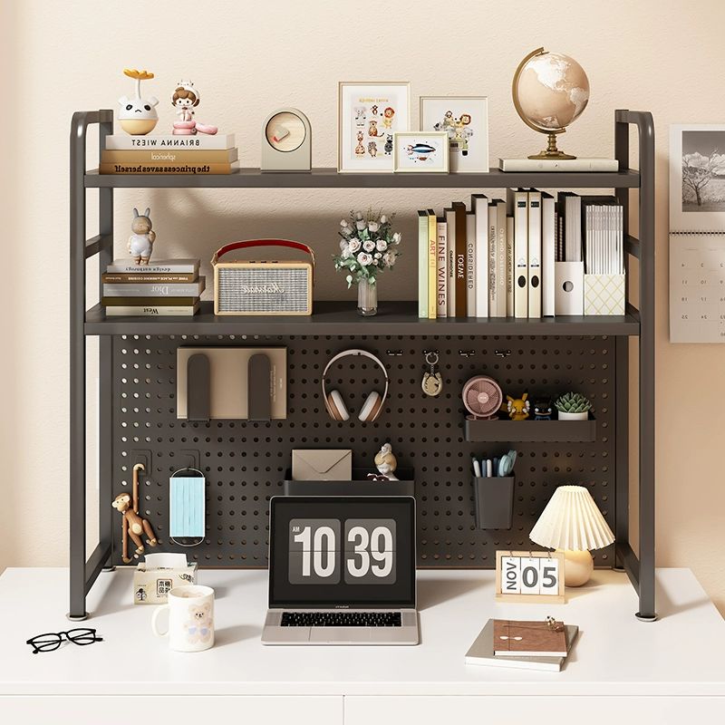 책상용 타공판 정리대 진열대 철제 자취 레이어 단층 화이트 선반 115x20x68 - 상세 이미지 4
