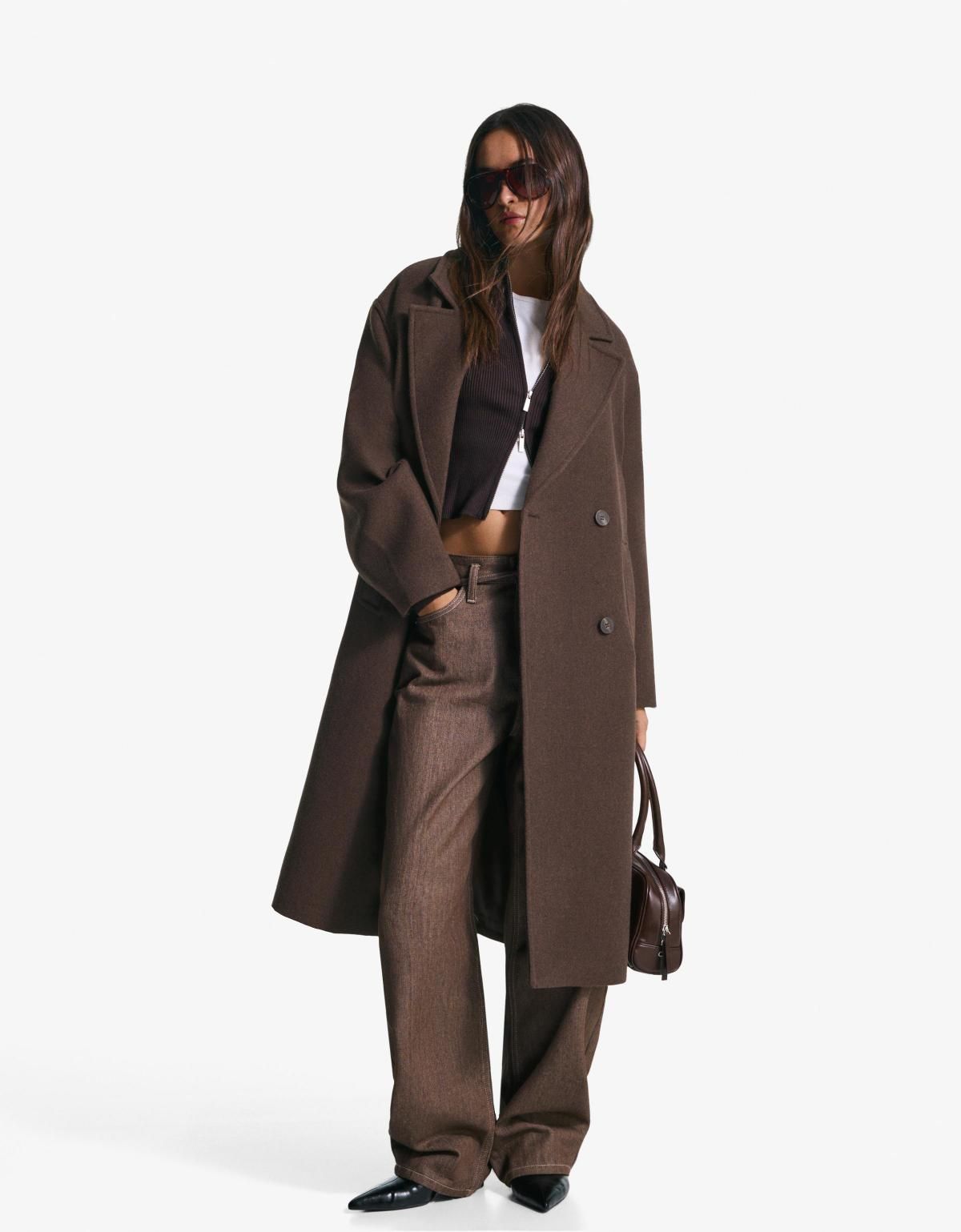 버쉬카 테크니컬 오버핏 드롭숄더 롱 코트 6893/741 BROWN - 상세 이미지 2