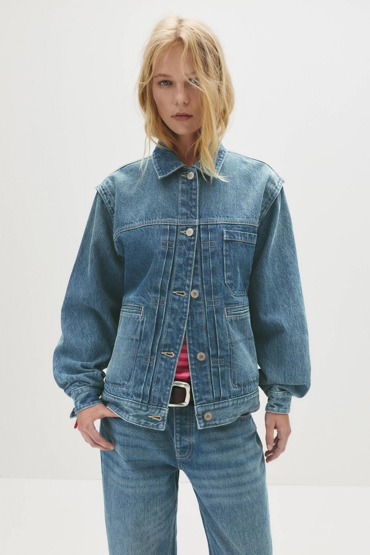 풀앤베어 베이직 데님 트러커 재킷 7700/306 MEDIUM BLUE - 상세 이미지 3