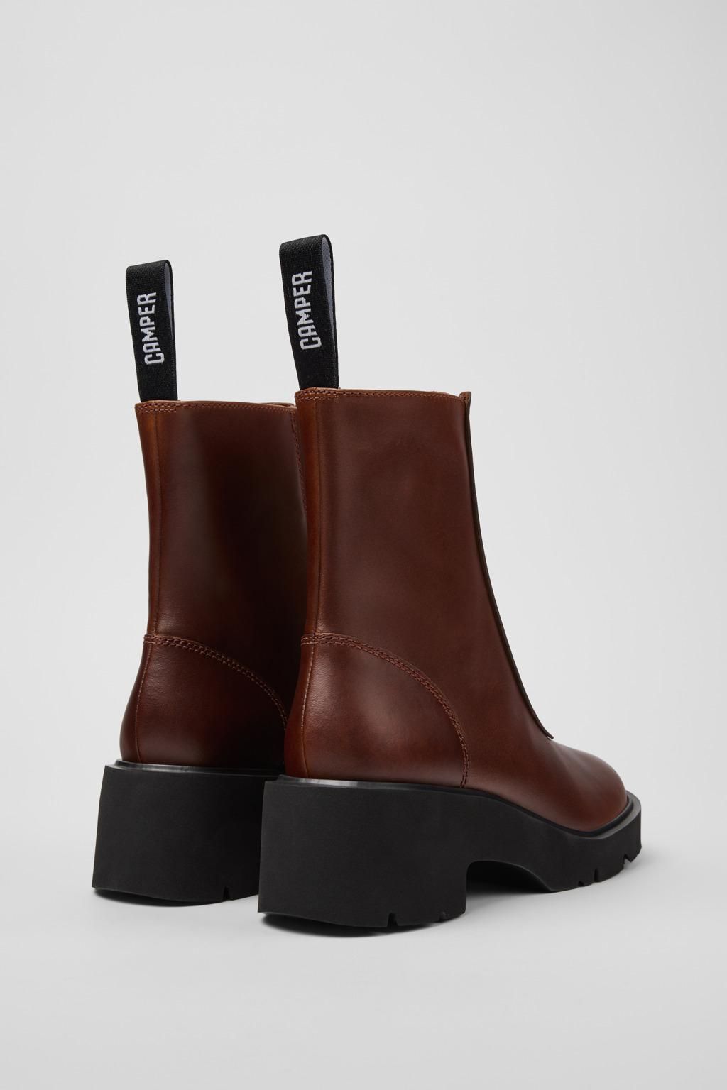 캠퍼 청키 브라운 레더 미들부츠 Milah K400776-007 BROWN - 상세 이미지 4