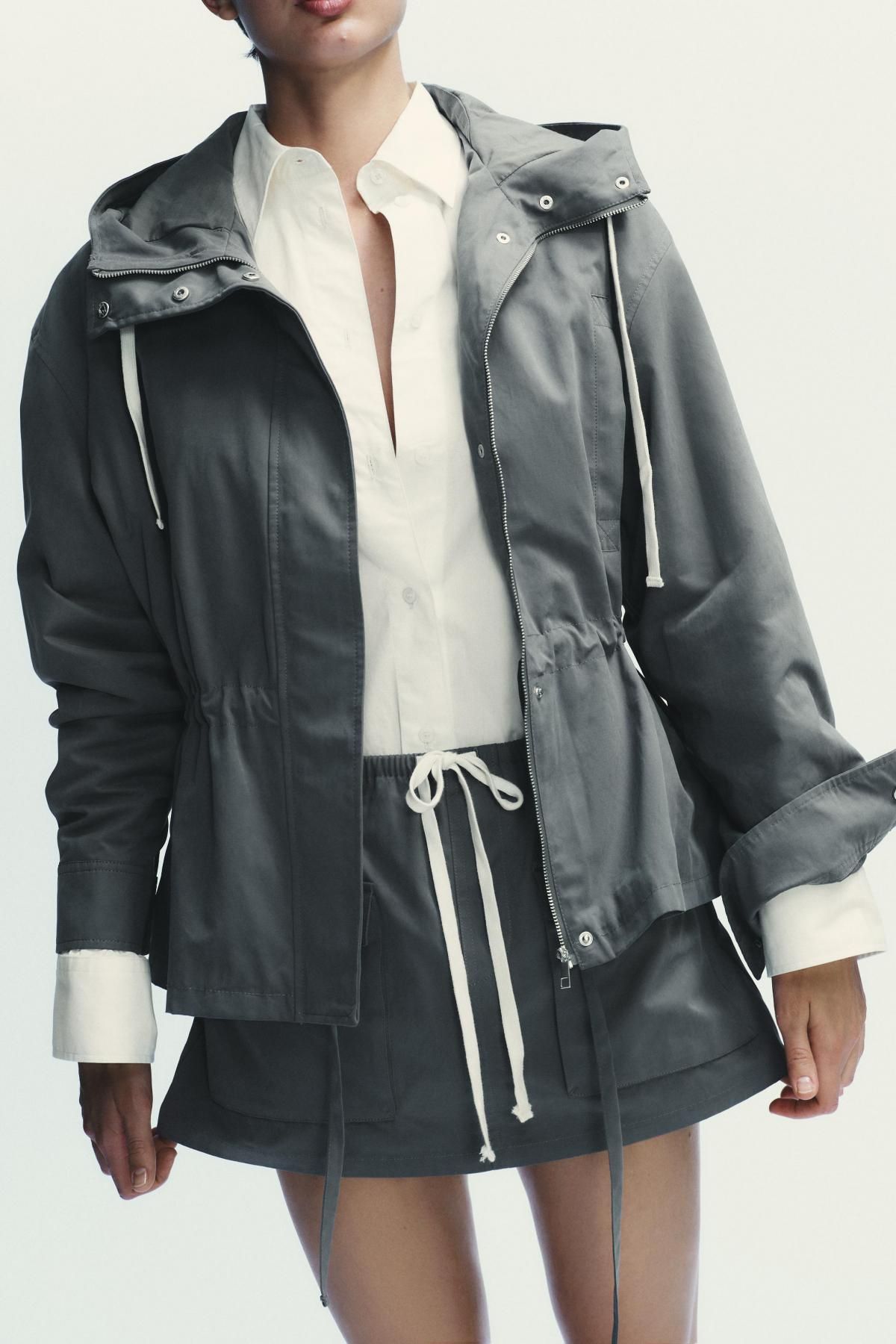 자라 테크니컬 라이트그레이 후드 재킷 4341/724 MID-GREY - 상세 이미지 4