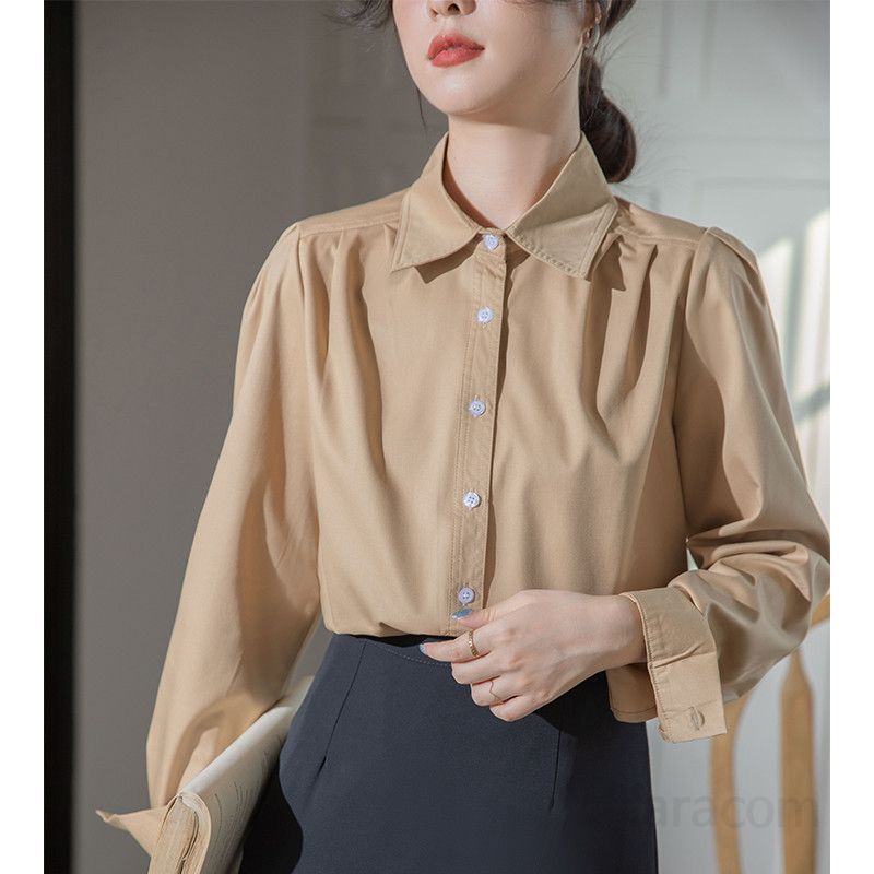 여성 긴팔 셔츠 가을 데일리 코튼 소재 통근용 캐주얼 스타일 흰색 상의 모던한 디자인 편안한 착용감 실용적인 여성용 셔츠 - 상세 이미지 3