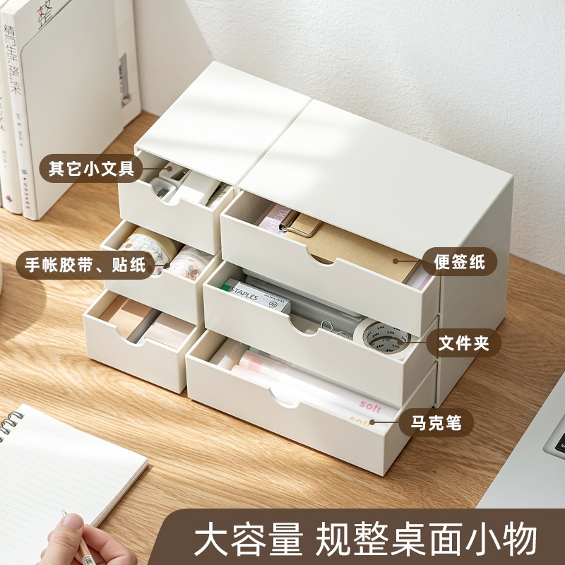미니 화장품 수납 서랍함 다용도 데스크 수납정리대 책상용 악세사리 화장대 정리 수납박스 흰색 소 - 상세 이미지 5