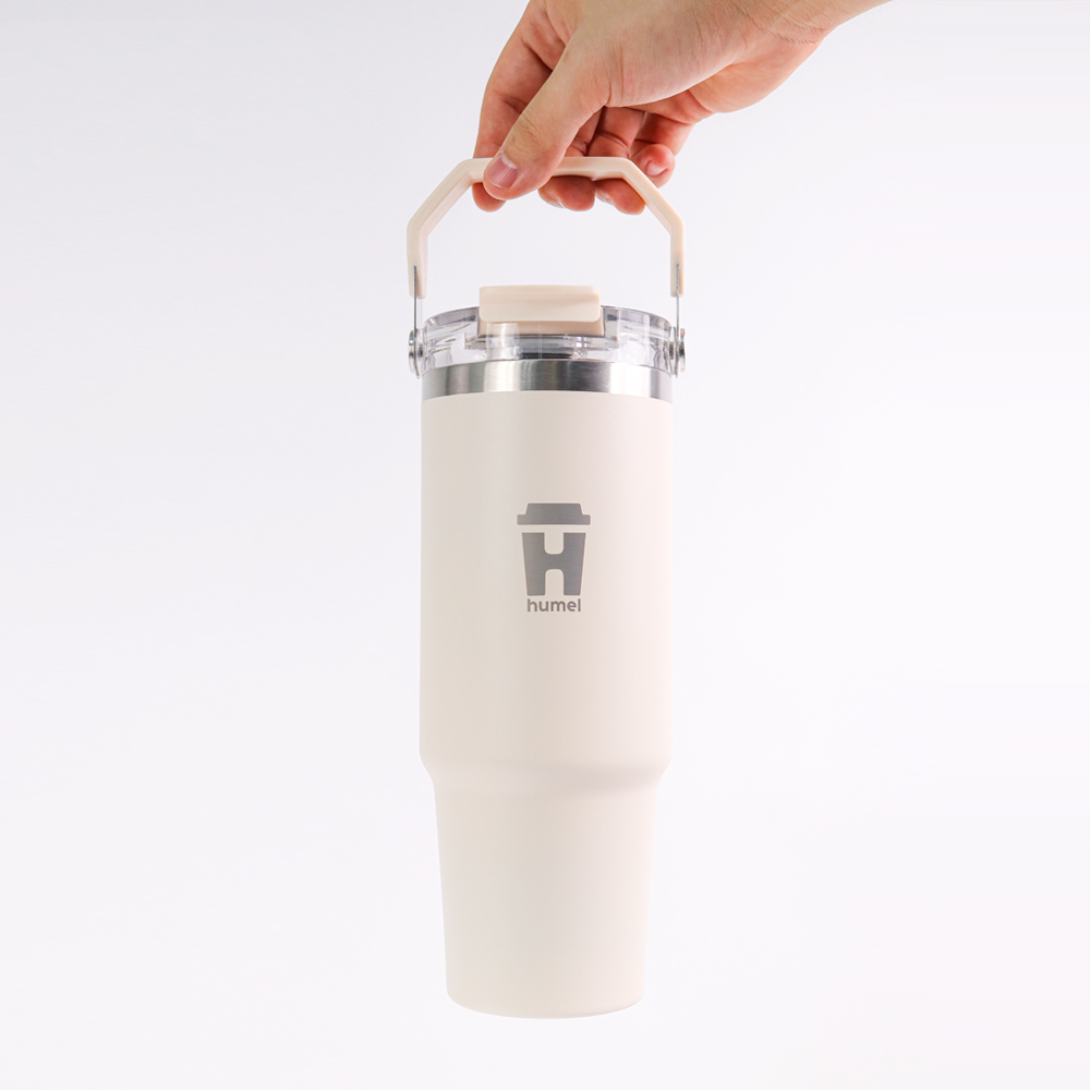 텀블러 휴멜 트래블 휴대용 텀블러 대용량 보온보냉 스테인리스 보틀 887ml, 베이지 - 상세 이미지 2