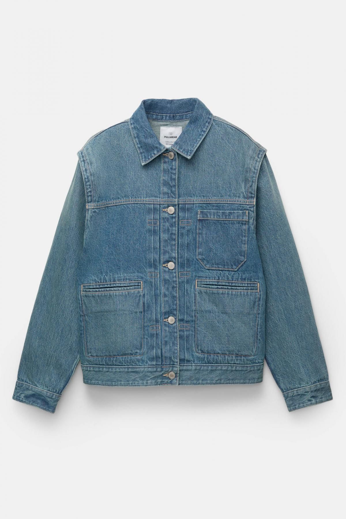 풀앤베어 베이직 데님 트러커 재킷 7700/306 MEDIUM BLUE - 메인 이미지