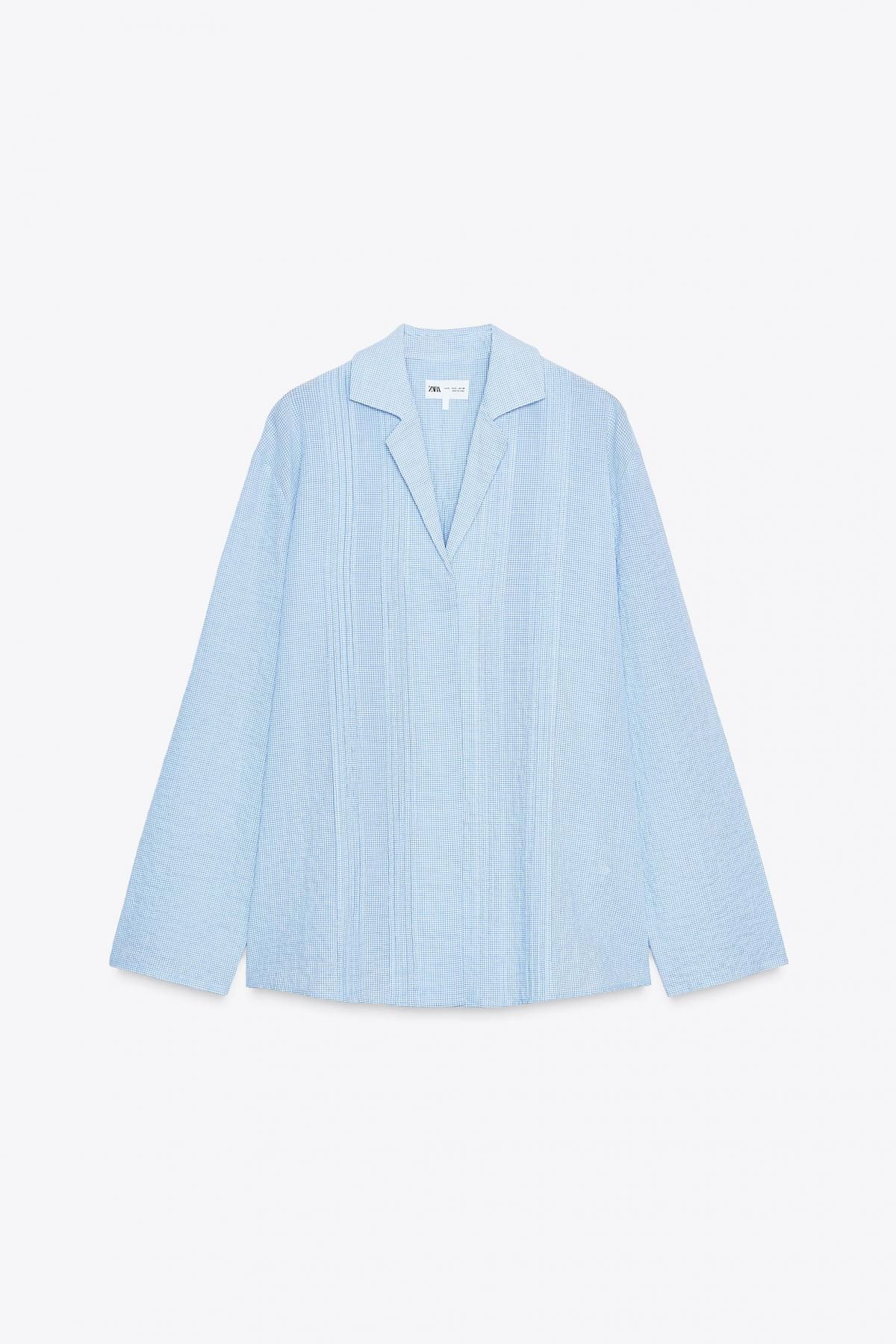 자라 라이트블루 텍스처 오버사이즈 긴팔 셔츠 4786/175 BLUE/WHITE - 메인 이미지