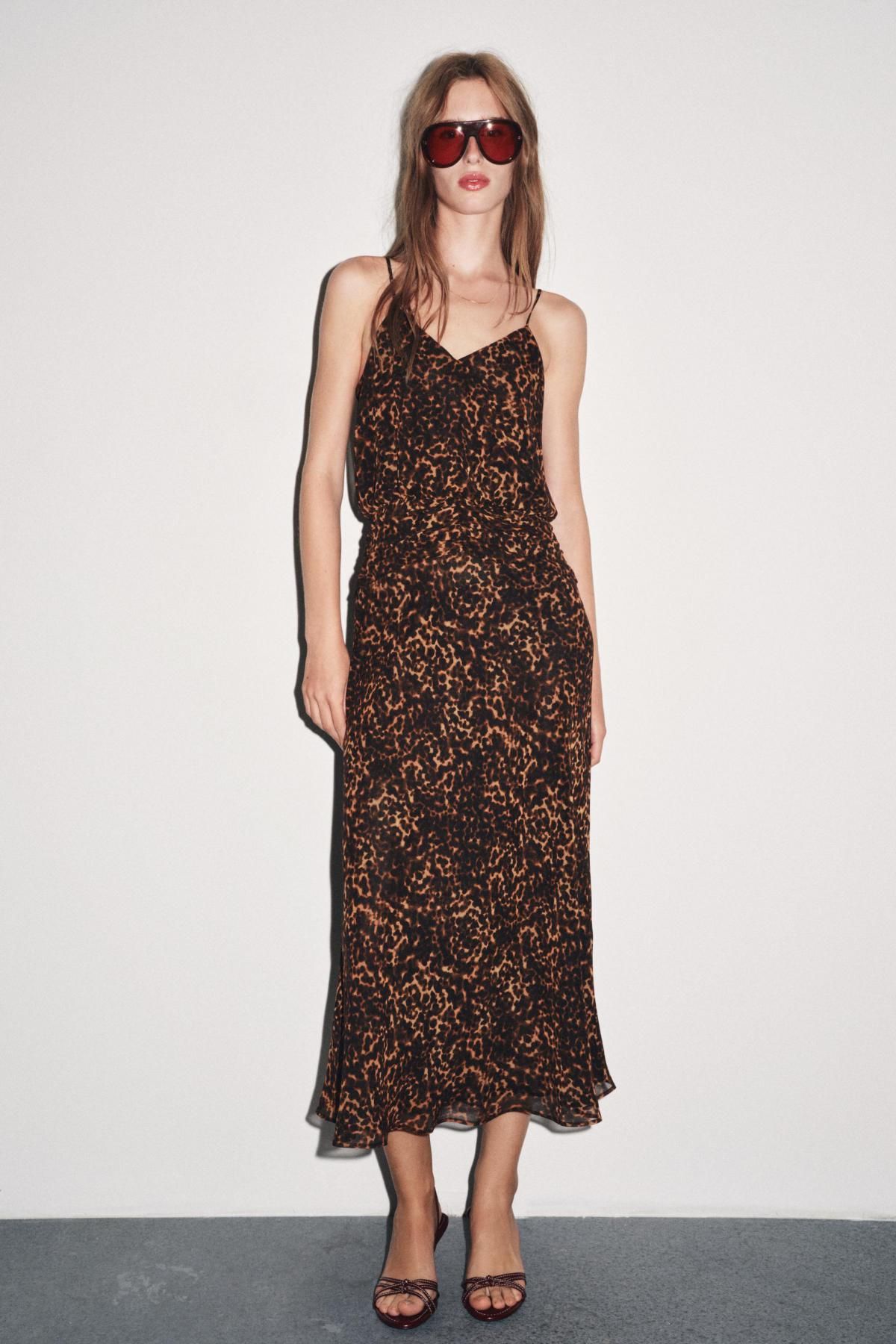 자라 애니멀프린트 브이넥 미디 원피스 8790/139 LEOPARD - 상세 이미지 2