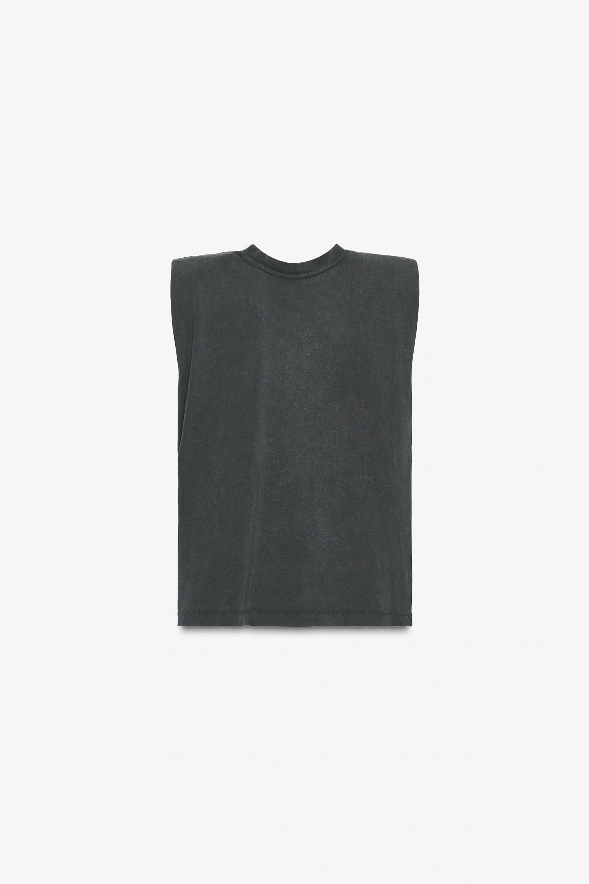 자라 주얼 숄더패드 민소매 티셔츠 6050/012 ANTHRACITE GREY - 상세 이미지 5